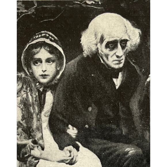 Atq Ephemera Litho Art Print Postcard Little Nell And Her Grandfather Dickens - Picture 1 of 4